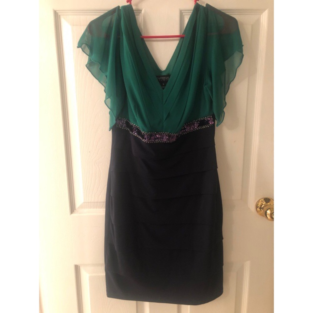 Enfocus studio green and navy dress
